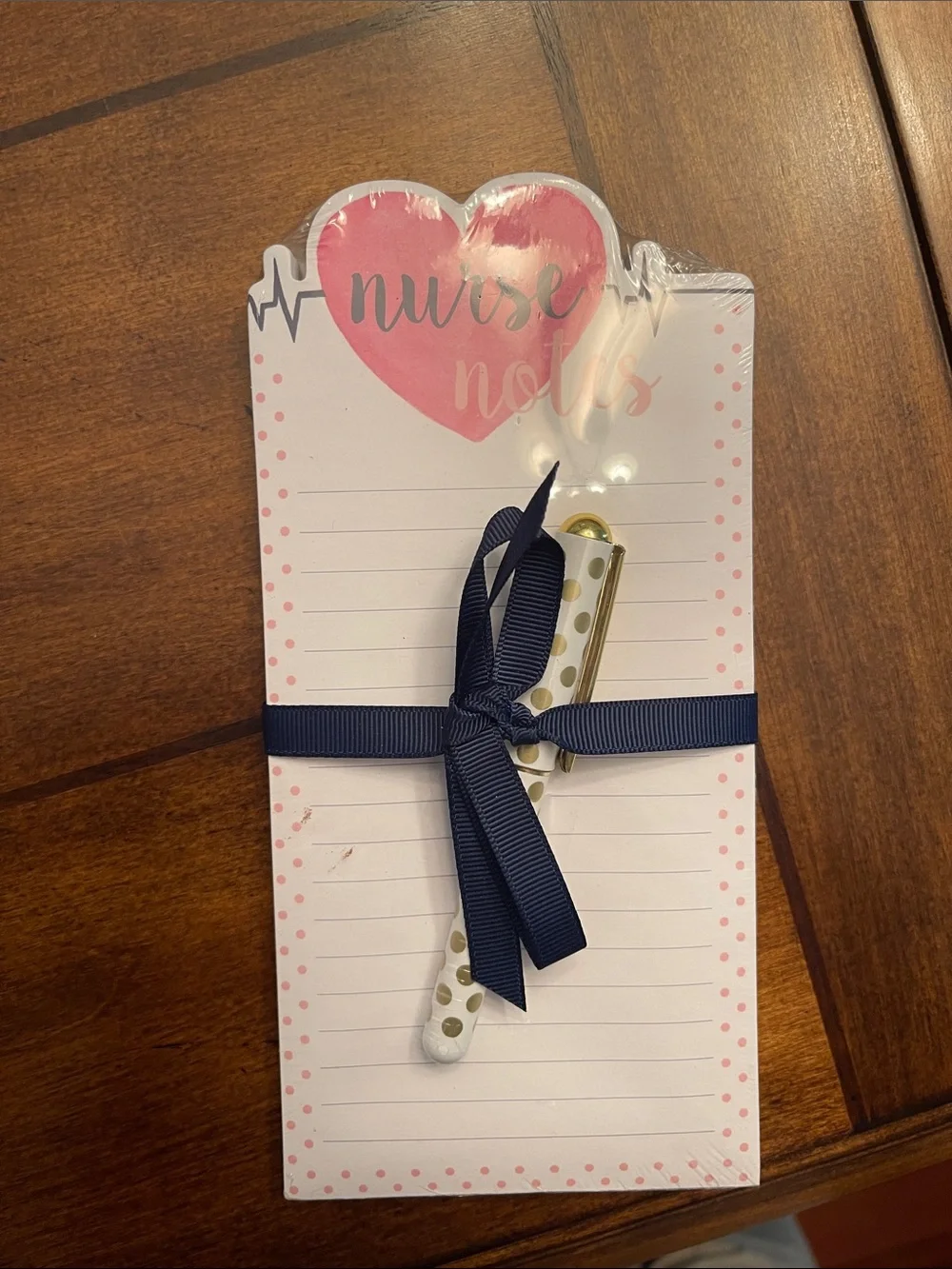 Nurse Notes Pink Heart Notepad with pen